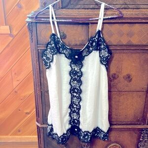 Black Lacy on White Camisole Medium